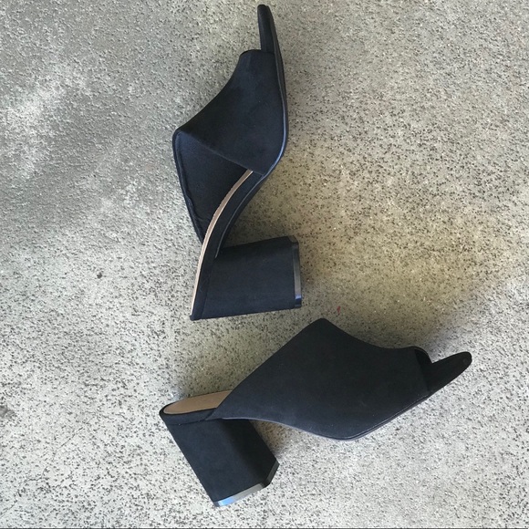 Qupid Shoes Size 10 Blk Heeled Slip On Heeled Mule - Picture 2 of 8